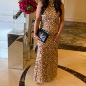 Stunning sequin Mac Duggal gown. Worn once! Gold & beaded. Size 6.